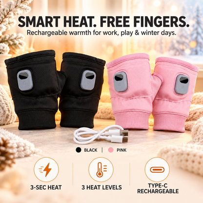 🔥Last Day 50% OFF-USB Heated Fingerless Gloves with Digital Temperature Display – Winter Hand Warmers