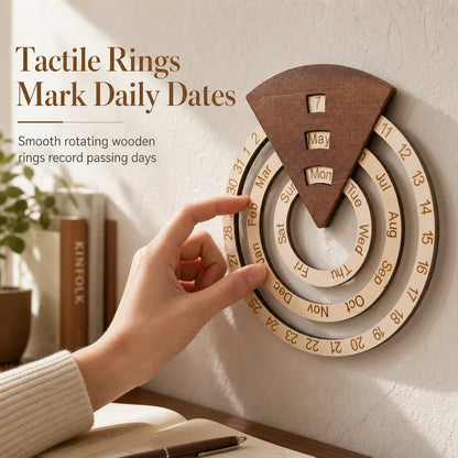 ⏰Circular Wooden Rotating Perpetual Calendar Wall Hanging Decoration