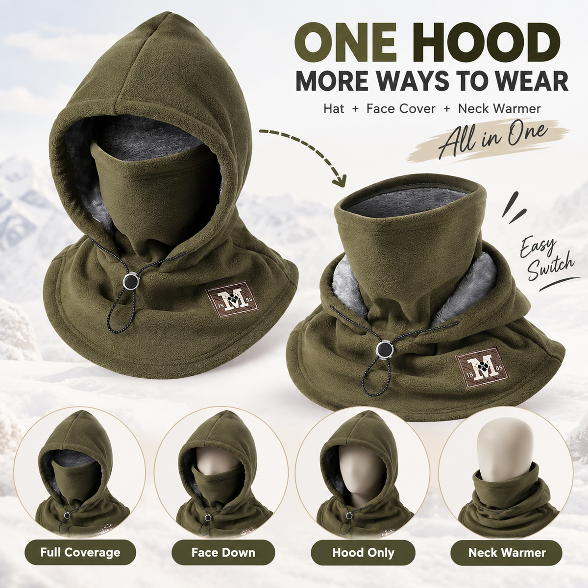 🔥Last Day 50% OFF-3-in-1 Winter Fleece Balaclava Hood 🧣❄️ Warm Face, Ear & Neck Cover