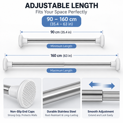 Hot sales🔥Adjustable No-Drill Tension Rod for Closets, Bathrooms & Windows