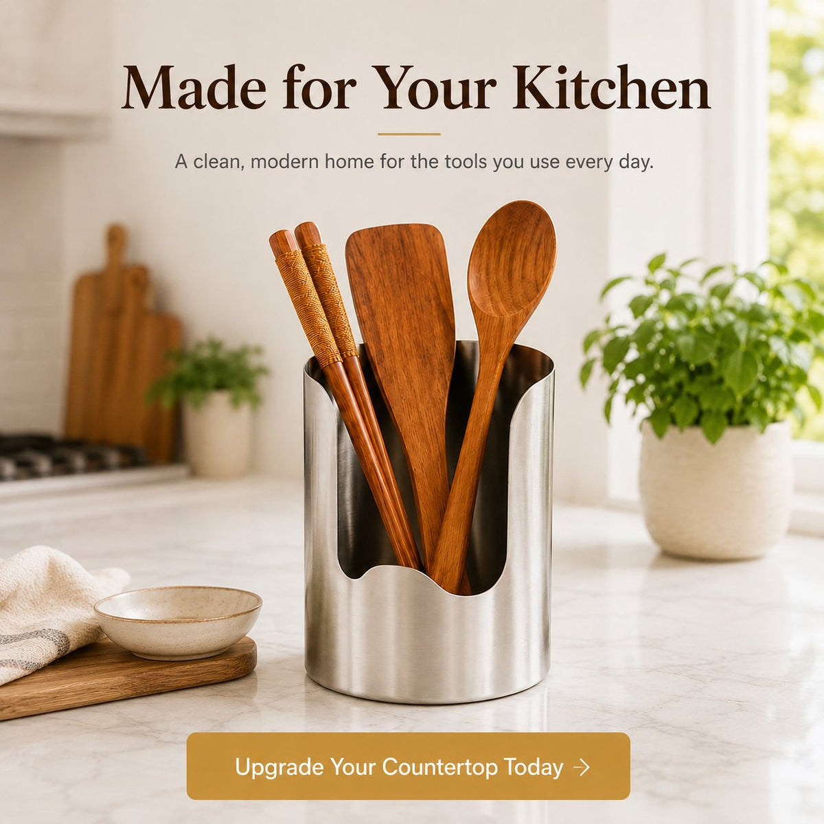 Stainless Steel Utensil Holder | Smart Kitchen Counter Organizer