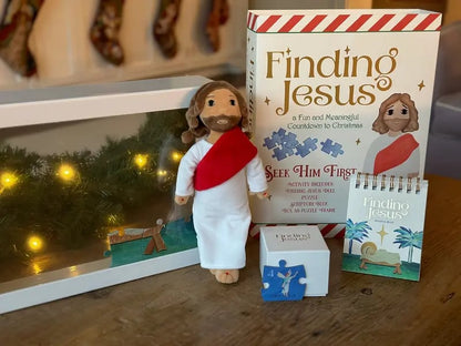 🎄 24-Day Finding Jesus Advent Calendar – Plush Doll, Bible Verses & Puzzle Set ✝️