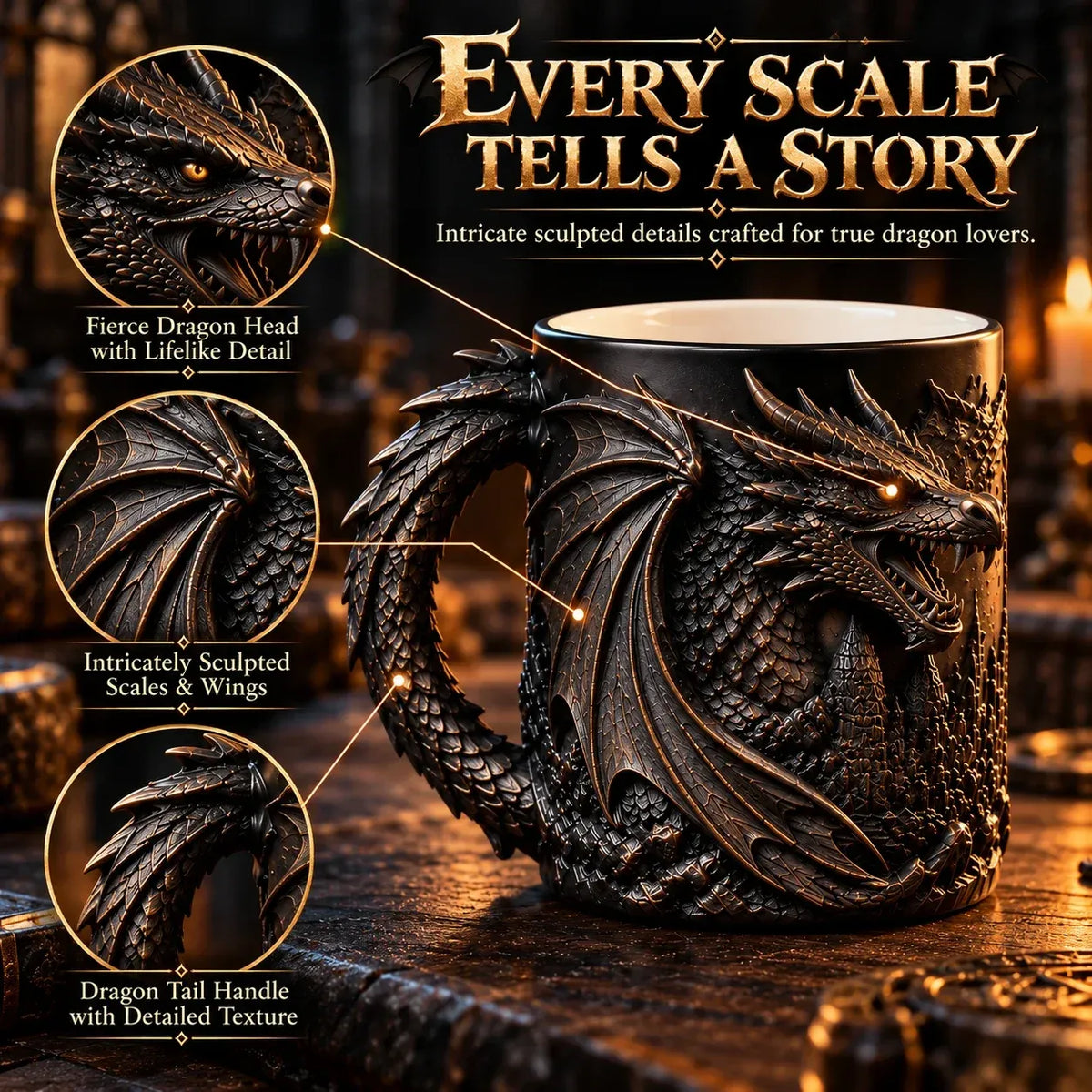 🔥 Last Day 49% OFF 🐉 Dragonfire 3D Heat-Reveal Magic Mug | Add a Hot Drink. Awaken the Dragon.🔥