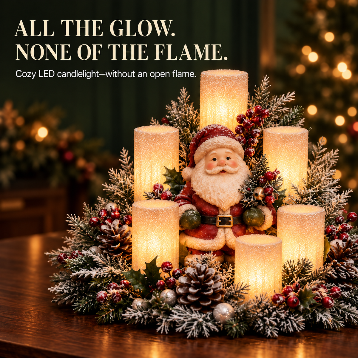 ✨✨LED Santa Christmas Table Centerpiece with Flameless Candle Lights