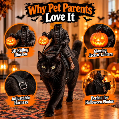 LED Headless Rider Pet Costume – Halloween Saddle Costume for Cats & Small Dogs