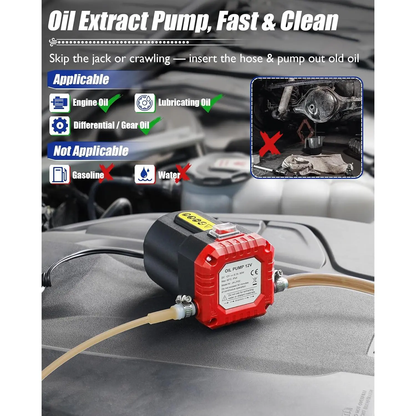 12V 80W Oil Extractor Pump, Oil Removal Transfer Suction Pump for Fluid Change, Diesel Scavenge Pump with Tubes Kit