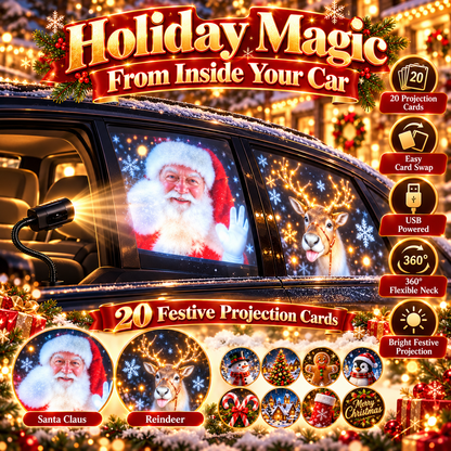 20-Pattern Christmas Car Window Projector – USB Powered Holiday Light with 360° Flexible Neck