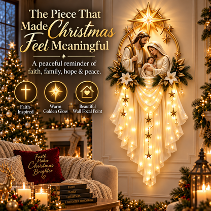 Holy Family Bethlehem Star Wall Light – Lighted Nativity Christmas Wall Decor
