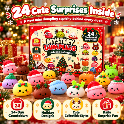 24-Day Christmas Mini Squishies Advent Calendar – Mystery Dumpling Squeeze Toys Holiday Countdown Gift