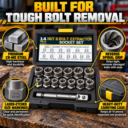 14 Counts Bolt Extractor Tool Set