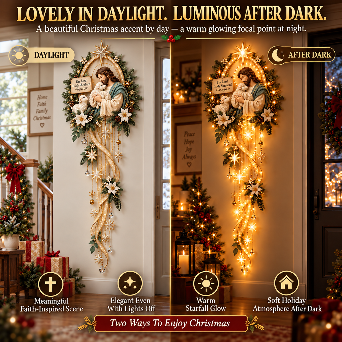 ⏳ Last Day 49% OFF – ✝️ Nativity Starfall Wall Light | Warm Golden Bethlehem Glow for Christmas Walls & Faith-Filled Homes ⭐
