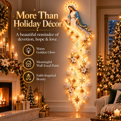 Blessed Mary Cloud Trail Wall Light – Lighted Faith-Inspired Christmas Wall Decor