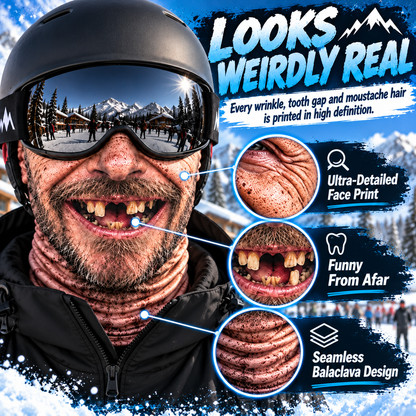 Realistic Old Man Ski Mask – Fleece-Lined Full-Face Balaclava for Skiing & Snowboarding