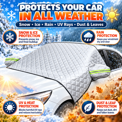 4-Layer Car Windshield Snow Cover – 63" × 46" Waterproof Frost & Ice Protector with Side Mirror Covers