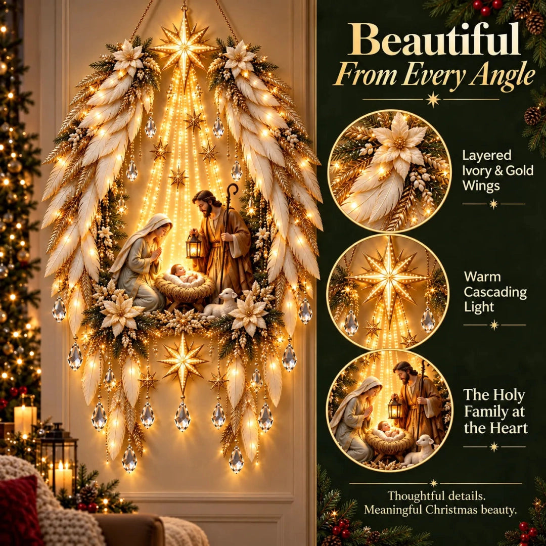 ✨Hot sales✝️ 3D Heavenly Angel Wings Nativity Light✨ – Lighted Christmas Wall Decor ✈️