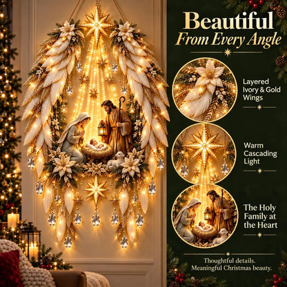 ✨Hot sales✝️ 3D Heavenly Angel Wings Nativity Light✨ – Lighted Christmas Wall Decor ✈️