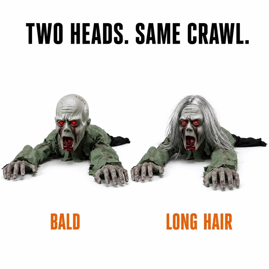 Halloween Scary Yard Decorations, Electric Crawling Ghost Long Hair Horror Voice Skeleton, Creeping Prop for Theme Park, Bar Haunted House Props Horror Layout Party Decor