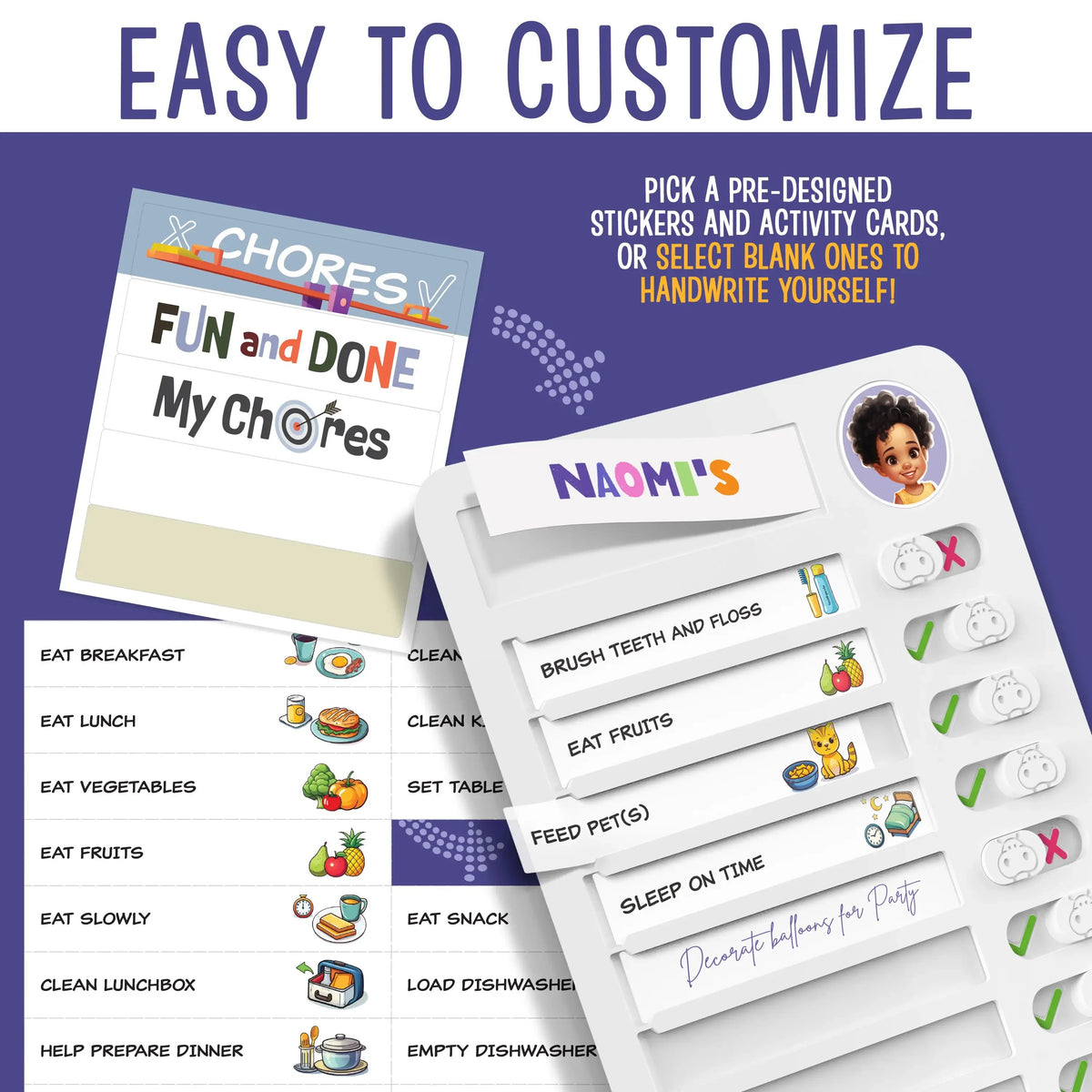 ✨Magnetic Kids Daily Routine Chore Chart, Visual Task Board with Stickers & Icons, Autism & ADHD Kids Routine Tool