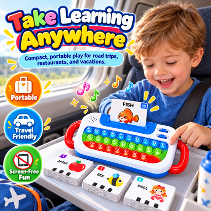 Talking Flash Cards Keyboard Toy for Kids Ages 3+ – 144 Words, 3 Learning Modes & Pop It Keys