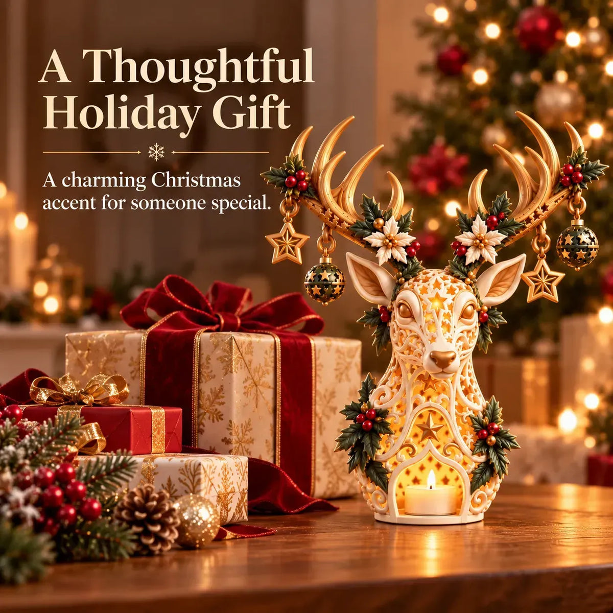 🦌 Starlit Reindeer Christmas Tealight Holder
