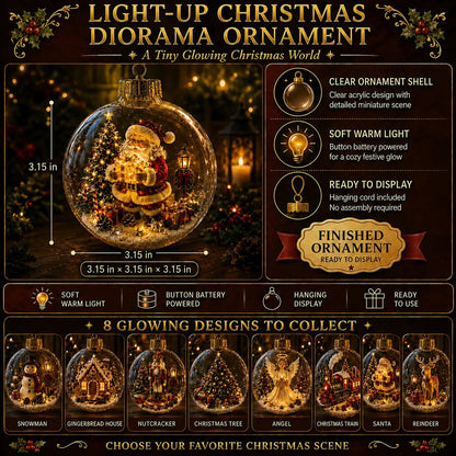 🎄 Lighted 3D Christmas Globe Ornament – Warm LED Mini Winter Scene Holiday Decor