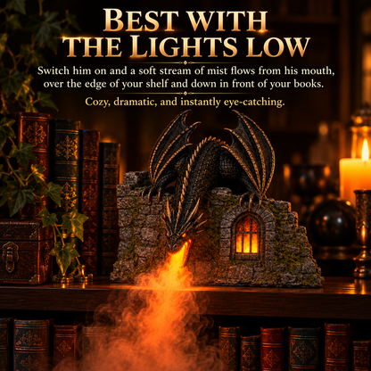 Dragon Castle Mist Humidifier – Glowing Flame Effect, Illuminated Castle Window & 6-Hour Mist Display