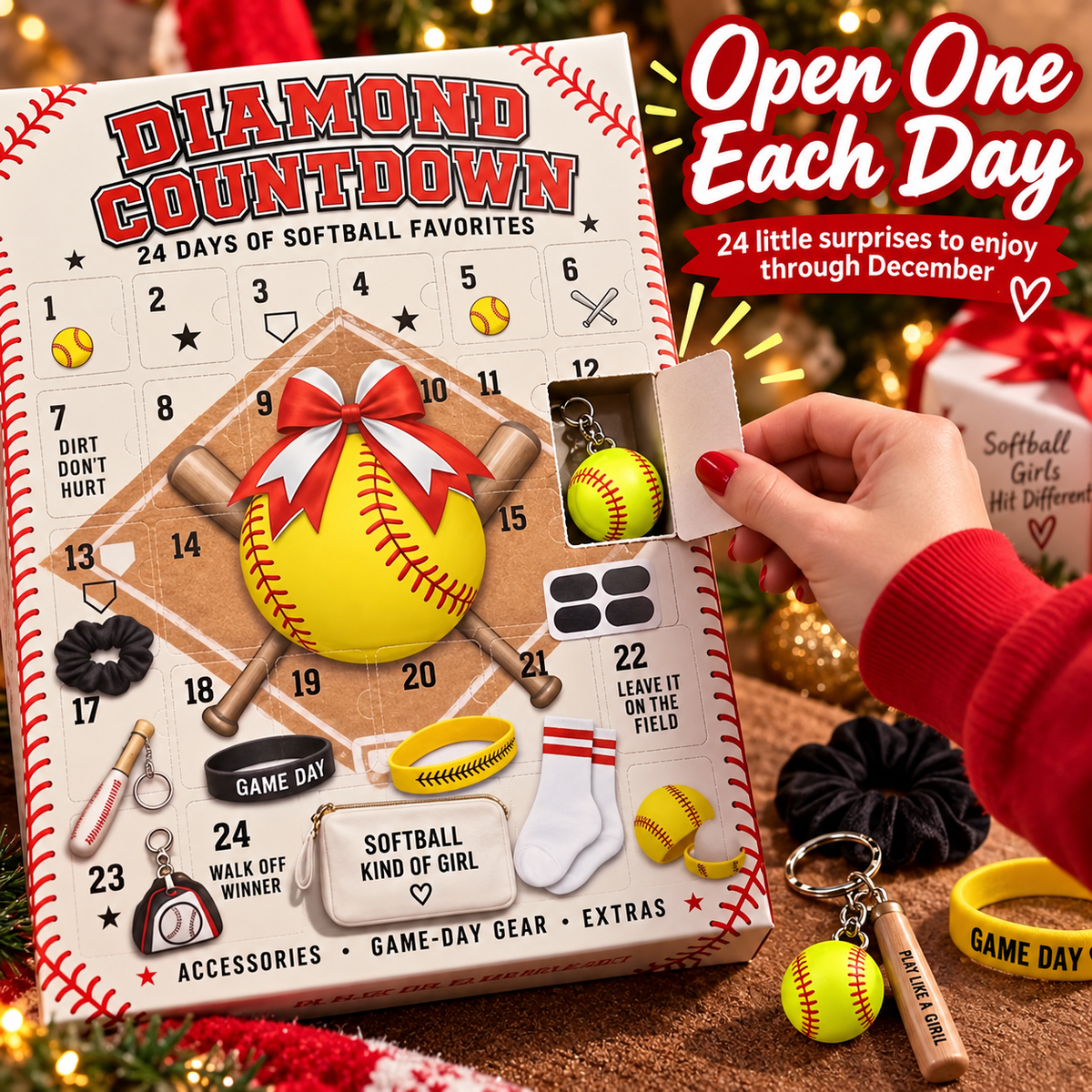 🥎 24-Day Softball Advent Calendar 🎄 | Daily Surprises & Game-Day Accessories for Softball Girls 🎁