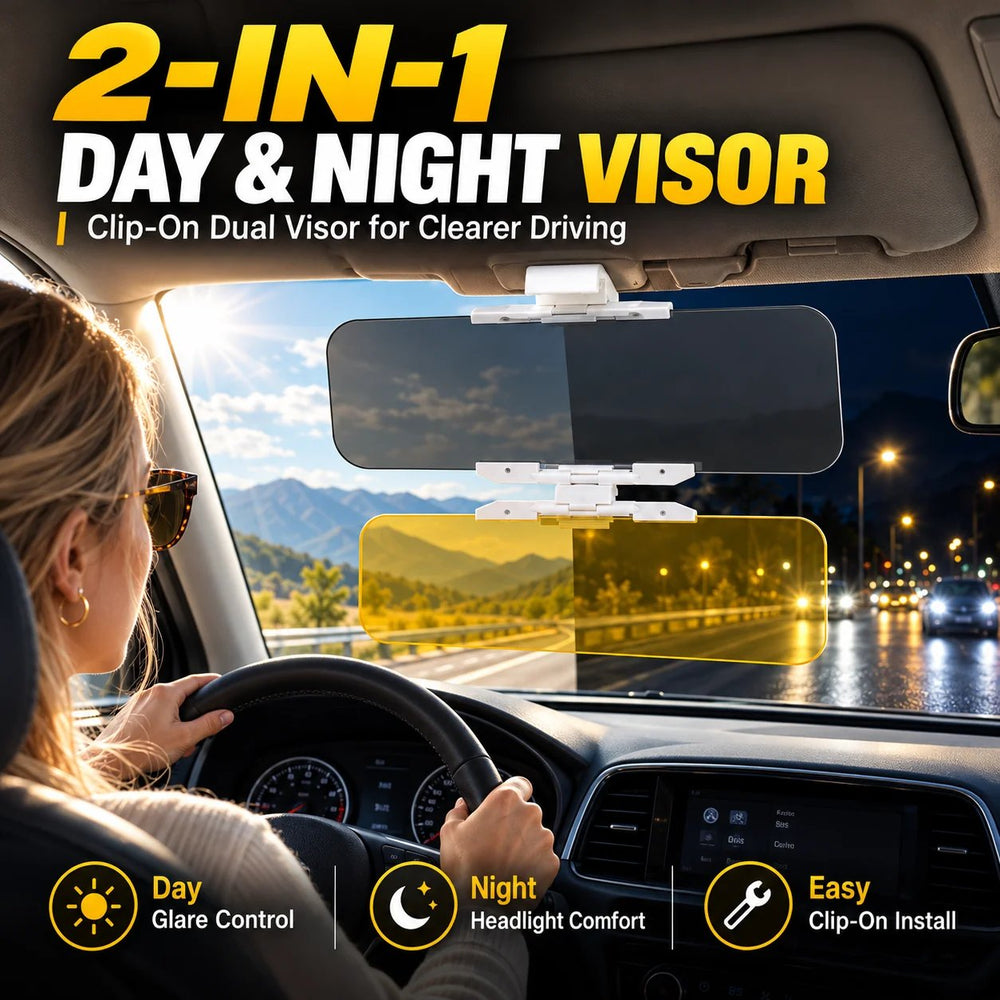 Dual day and night car visor installed in a vehicle