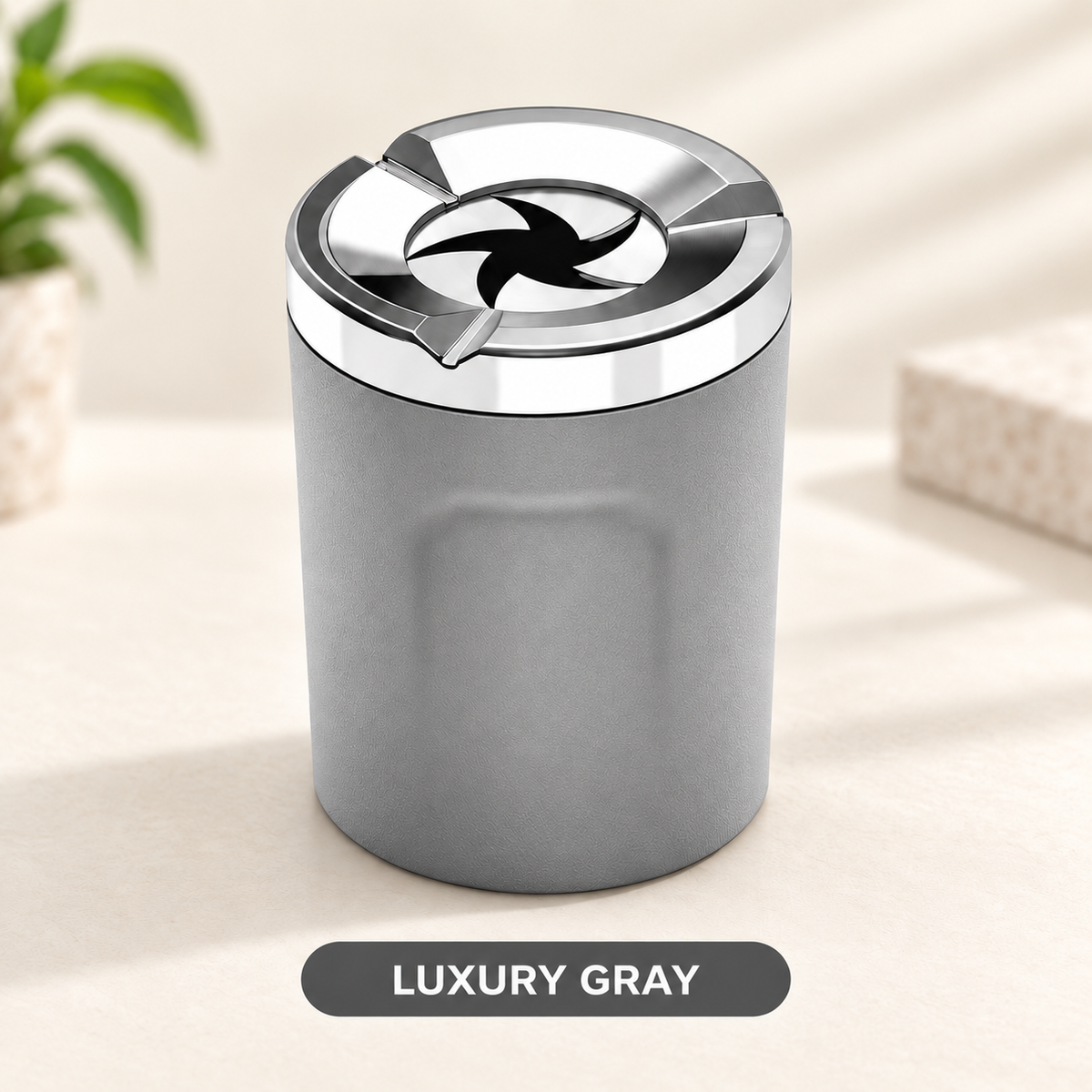 🚬Rotating-Lid Car Ashtray with Ceramic Liner – Cup Holder Design