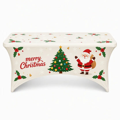 Christmas Stretch Fitted Table Cover for Rectangular Tables