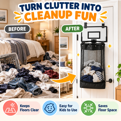 Over-the-Door Basketball Laundry Hamper – Space-Saving Mesh Clothes Basket with Hoop & Bottom Zipper