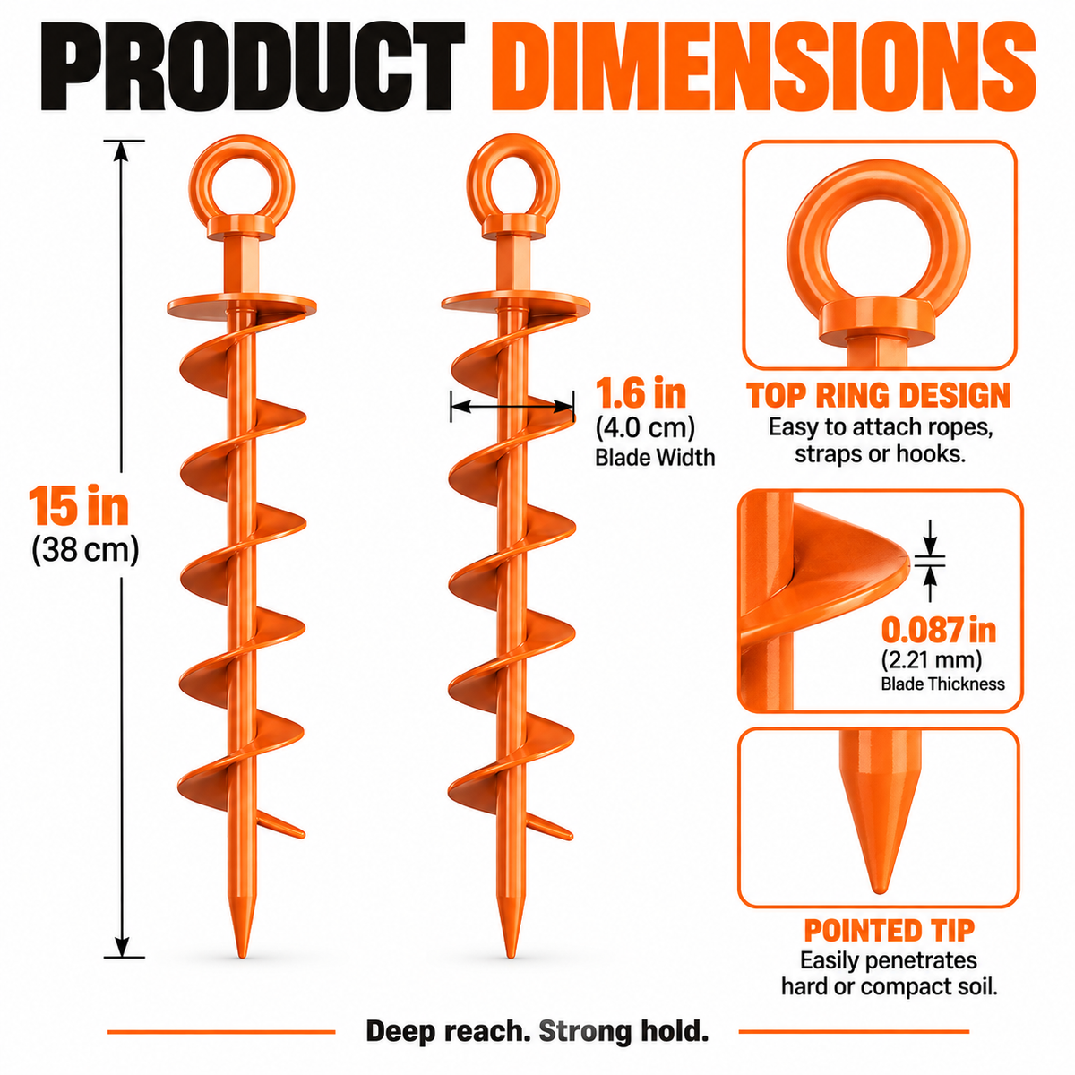 Hot sales🔥Heavy Duty 15-Inch Spiral Ground Anchors with Drill Adapter