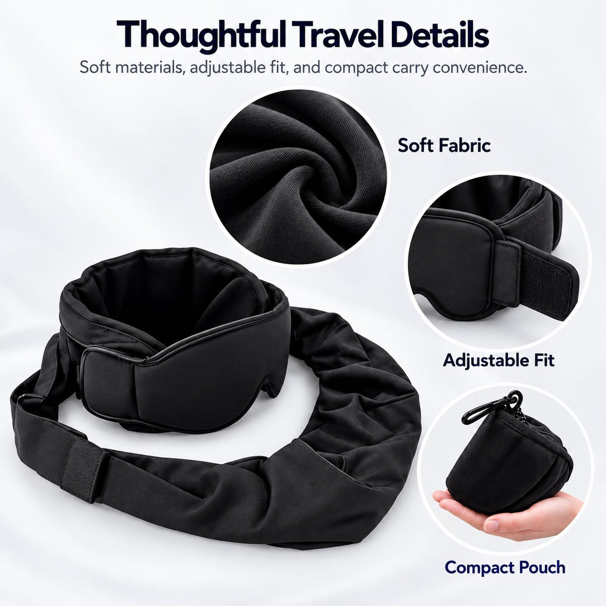 💤 No-Bob Flight Sleep Mask: Head Support & Arm Rest Sling