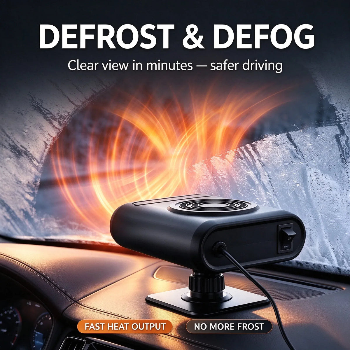 2-in-1 12V Portable Mini Car Heater for Defrosting and Defogging