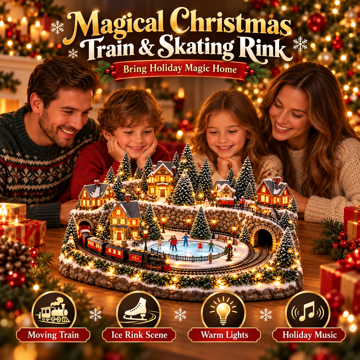 🚞 ✨49% OFF Today! ✨Magical Christmas Train & Skating Rink – Bring Holiday Magic Home!✨