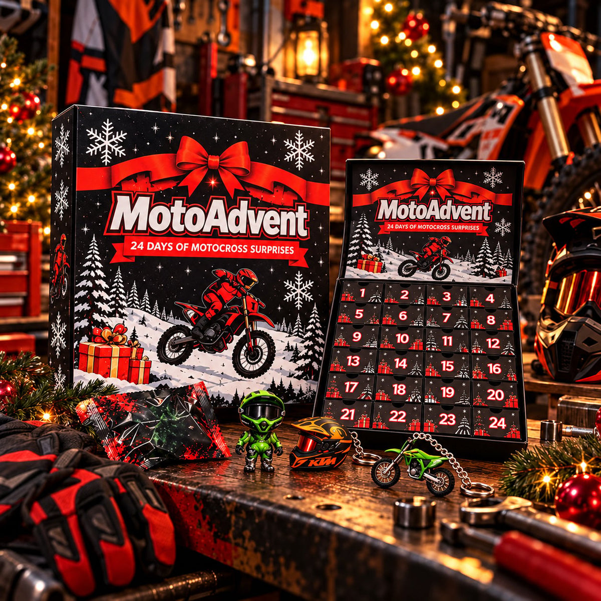 🔥Last Day 50% OFF-Motocross Lover Advent Calendar | 24 Days of Rider Themed Gifts, No Candy Fillers