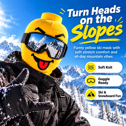 🔥Last Day 50% OFF🏂Funny Yellow Block-Head Ski Mask – Full Face Winter Balaclava for Skiing & Snowboarding