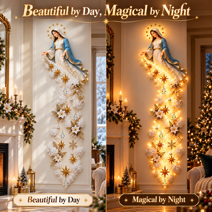 Blessed Mary Cloud Trail Wall Light – Lighted Faith-Inspired Christmas Wall Decor