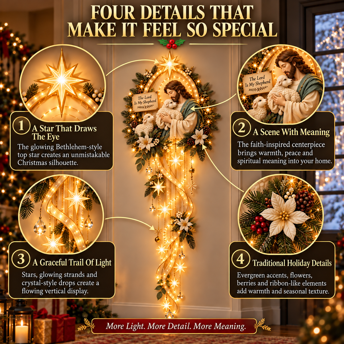 ⏳ Last Day 49% OFF – ✝️ Nativity Starfall Wall Light | Warm Golden Bethlehem Glow for Christmas Walls & Faith-Filled Homes ⭐