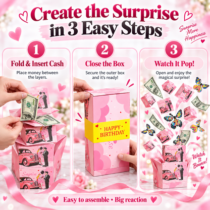 20-Layer Surprise Explosion Gift Box – Pop-Up Cash Gift Box with 4 Flying Butterflies for Birthdays, Anniversaries & Celebrations