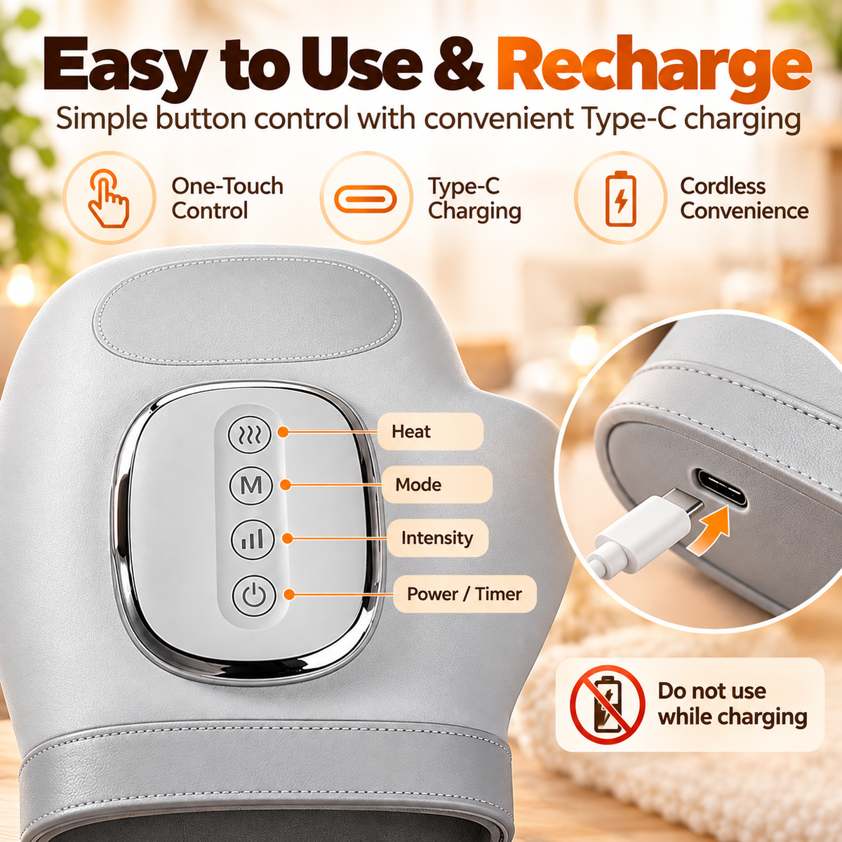 Rechargeable Hand Massager with Heat & Compression – Cordless Finger, Palm & Wrist Massager, Thoughtful Gift for Mom