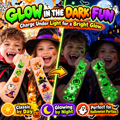 Glow-in-the-Dark Halloween Temporary Tattoos for Kids
