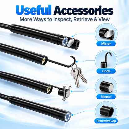 1920×1440 HD Endoscope Camera – 11.48FT Semi-Rigid Borescope with 8 LED Lights for iPhone & Android