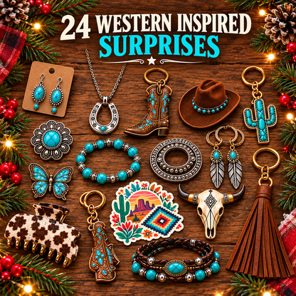 Cowgirl Christmas Advent Calendar – 24 Western-Inspired Surprises with Turquoise-Style Jewelry, Accessories & Keepsakes