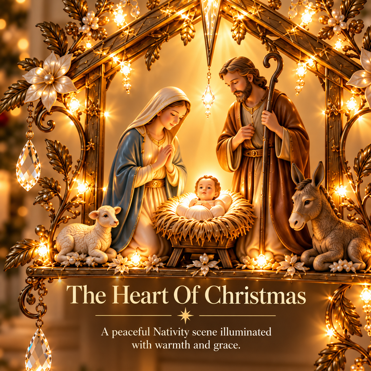 Bethlehem Nativity Glow Lighted Wall Decor – 3D Holy Family Christmas Wall Art with Warm Star Glow