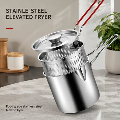 🔥Hot Promotion 49% OFF🔥2026🔥🍟 Personal Mini Deep Fryer Set – Stainless Steel Pot with Lift-Out Draining Basket & Food Tongs