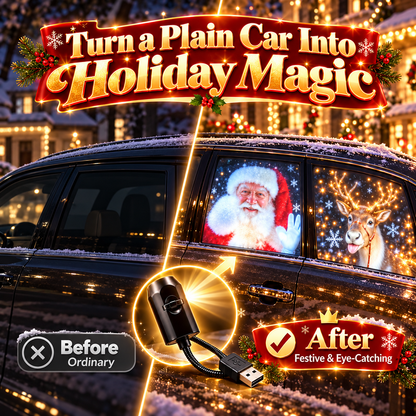 20-Pattern Christmas Car Window Projector – USB Powered Holiday Light with 360° Flexible Neck