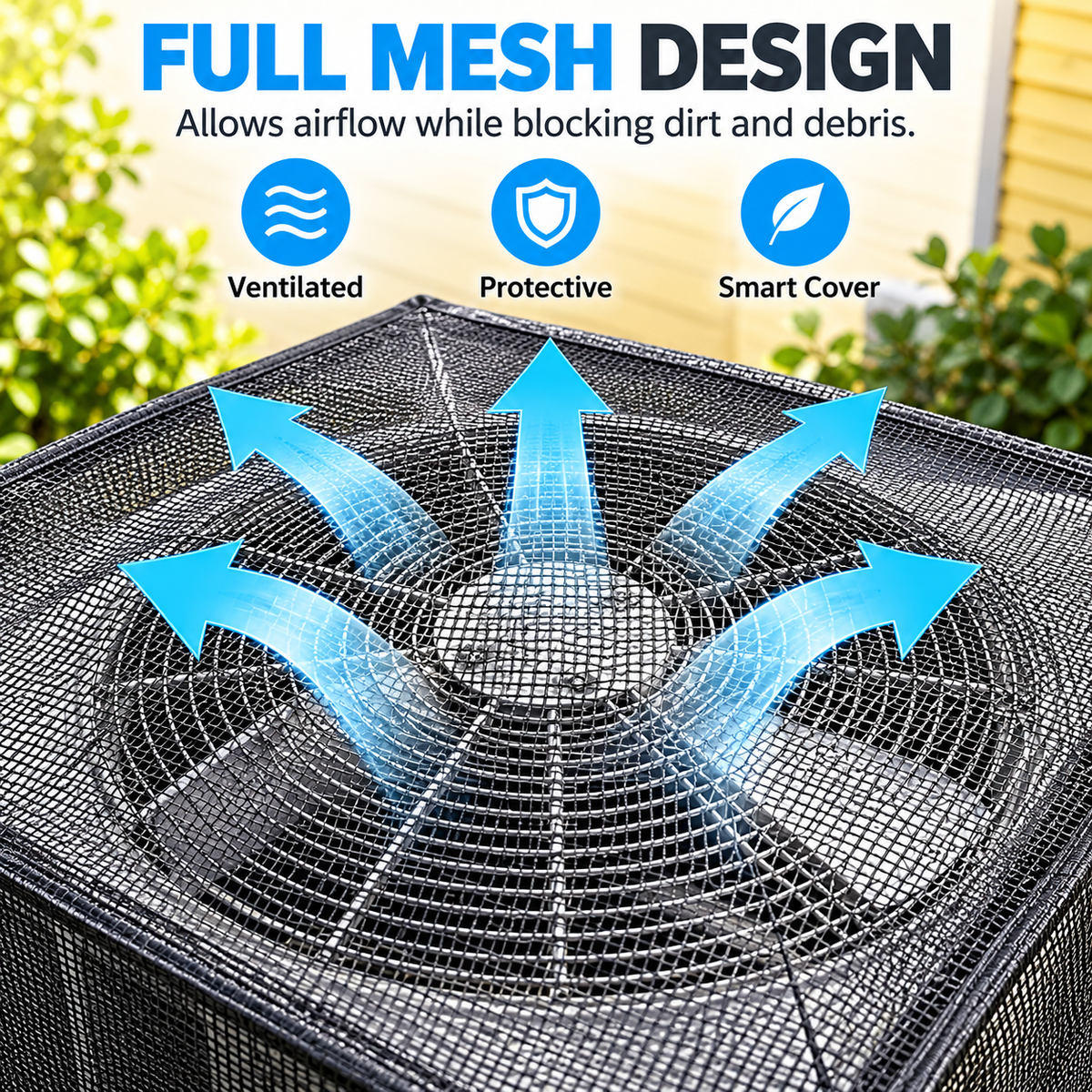 Full Mesh Outdoor AC Unit Cover – Breathable Leaf & Debris Protector for Condenser Units