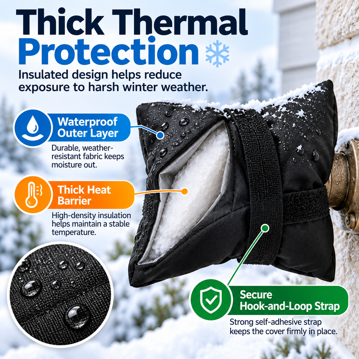 4-Pack Insulated Outdoor Faucet Covers – Reusable Winter Freeze Protection for Garden Faucets
