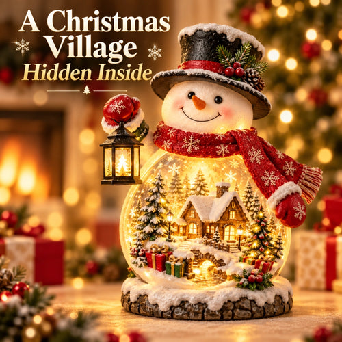 Christmas Village Snowman Glow – Lighted Holiday Tabletop Decor with Mini Winter Village Scene